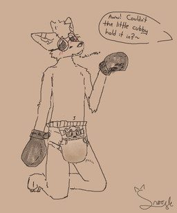 anthro bdsm blush bodily_fluids bondage bondage_gear bondage_gloves bound clothed clothing dialogue diaper diaper_use duo genital_fluids handwear hypnosis kneeling male mind_control mittens omorashi peekabu_(diaper) solo submissive unclean_diaper urine used_diaper watersports wearing_diaper wet_diaper wetting wetting_diaper snoofle abuniverse peekabu canid canine fox humanoid mammal hi_res