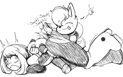 age_difference anthro bdsm bodily_fluids bondage bottomwear bound butt_slap clothing duo female hands_behind_back looking_back male male/female size_difference slap small_dom_big_sub spanking tears torn_bottomwear torn_clothing jascoe-sauce my_hero_academia ochaco_uraraka xavier_jascoe canid canine fox human mammal absurd_res hi_res monochrome sketch