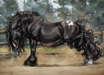 animal_genitalia animal_penis balls belly_slapping_masturbation black_balls black_body black_fur black_mane black_penis black_tail bodily_fluids day dust equine_genitalia equine_penis erection fence feral fur genital_fluids genitals grass male male_feral mane medial_ring open_mouth outside penis plant precum quadruped red_penis side_view sky solo tail tree scarlanya equid equine horse mammal absurd_res hi_res huge_filesize