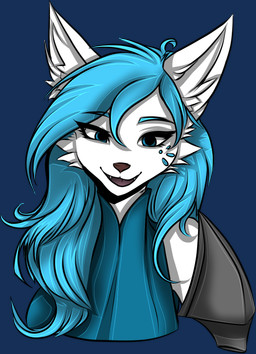 anthro armor blue_clothing blue_dress blue_eyes clothing dress female front_view grin happy magic_user markings open_mouth robe royalty smile solo tattoo tongue riverred thermia_(character) canid canine canis fox hybrid mammal wolf