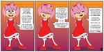 2022 2:1 50percentgrey accessory amy_rose anthro boots clothed clothing comic_panel dialogue dress english_text eulipotyphlan eyes_closed female footwear hair hands_behind_back head_tilt headband hedgehog looking_at_viewer mammal narrowed_eyes open_mouth pink_body pink_hair sega shoes smile smiling_at_viewer solo sonic_the_hedgehog_(series) speech_bubble standing talking_to_viewer text wide_eyed