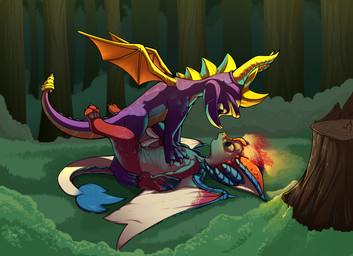 3_toes barefoot digitigrade duo erection feet feral forest forest_background frottage genitals horn looking_at_another male male/male membrane_(anatomy) membranous_wings narrowed_eyes nature nature_background penile penis penises_touching pinned pinned_to_ground plant purple_body purple_scales quadruped red_body red_scales scales seductive sex smile tail tapering_penis toes tree wings yellow_body yellow_scales young young_on_young drai_(artist) activision league_of_legends mythology riot_games spyro_the_dragon tencent smolder_(lol) spyro dragon mythological_creature mythological_scalie scalie absurd_res hi_res