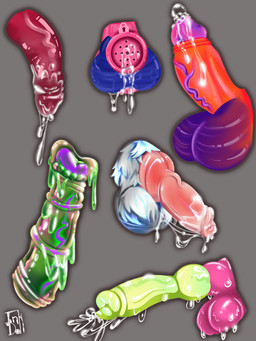 animal_genitalia animal_penis balls bodily_fluids canine_genitalia canine_penis chastity_device equine_genitalia equine_penis genital_fluids genitals green_penis heart_symbol leaking_precum orange_penis penis precum red_penis sheath slime vein veiny_penis inkdoll