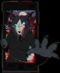 anthro black_body black_fur black_hair bone cellphone electronics female fur hair phone scp-1471 skull smartphone mewfeuille scp_foundation scp-1471-a canid canine malo mammal animated short_playtime unavailable_at_source