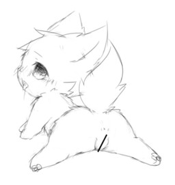 ambiguous_gender anus blush feral kemono null open_mouth solo tongue tongue_out deaic canid canine mammal greyscale monochrome