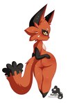 anthro bedroom_eyes belly big_butt biped black_ears black_nose black_tail_tip black_tail_tuft blush butt cheek_tuft dipstick_tail eyebrows facial_markings facial_tuft femboy fluffy fluffy_tail fur glistening glistening_body head_markings inner_ear_fluff leg_markings logo looking_at_viewer looking_back male markings narrowed_eyes orange_body orange_fur pseudo_eyeshadow pseudo_gloves rear_view seductive simple_background small_nose socks_(marking) solo tail tail_markings tail_tuft text thick_thighs tuft white_background white_belly white_eyebrows wide_hips yellow_eyes hammycheekers nintendo pokemon canid canine fox generation_8_pokemon mammal nickit pokemon_(species) artist_logo artist_name full-length_portrait hi_res portrait signature