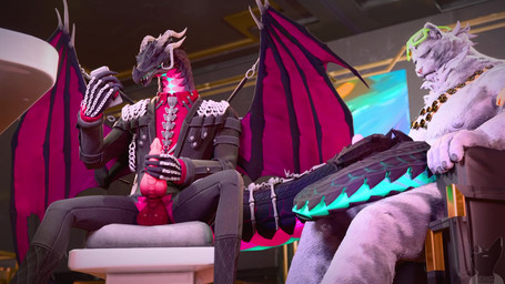 animal_genitalia anthro anthro_on_anthro balls black_body black_clothing black_jacket black_scales black_topwear black_wings blue_body blue_scales bodily_fluids bottomwear cellphone clothed clothing cum cum_drip cum_on_ground cum_on_leg cum_string cumshot dripping ejaculation electronics erection eyewear eyewear_on_head fur genital_fluids genitals glans green_eyewear green_sunglasses grey_bottomwear grey_clothing grey_pants holding_cellphone holding_object holding_phone holding_smartphone horn humanoid_genitalia humanoid_penis inside interspecies jacket jewelry knot male male/male multi_horn multiple_angles muscular muscular_anthro muscular_male necklace nipples open_bottomwear open_clothing open_pants orgasm pants penis phone pink_balls pink_body pink_glans pink_nose pink_penis pink_scales pink_wings red_balls red_clothing red_sheath red_shirt red_topwear ribbed_penis scales sharp_teeth sheath shirt sitting smartphone sound_effects spread_wings sunglasses sunglasses_on_head teal_body teal_eyes teal_scales teeth topwear white_body white_fur white_horn white_nipples wings twitchyanimation hitalva_(va) dislyte european_mythology lilith_games mythology jin_qiu_(dislyte) nyles_(dislyte) dragon felid mammal mythological_creature mythological_scalie pantherine scalie tiger western_dragon 16:9 2025 3d_(artwork) 3d_animation animated digital_media_(artwork) hi_res huge_filesize long_playtime sound voice_acted webm widescreen