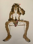 5_fingers 5_toes anthro arm_tuft armpit_tuft ball_tuft balls barefoot bodily_fluids body_hair breasts brown_body brown_fur feet fingers forearm_tuft forearms foreskin fur genital_fluids genitals gynomorph hairy_balls happy_trail heart_symbol humanoid_feet intersex masturbation penile penile_masturbation penis plantigrade pose precum pubes saggy_balls sitting small_breasts solo toes tuft white_body white_fur makoyino makoyi_(makoyino) canid canine canis mammal wolf absurd_res hi_res traditional_media_(artwork) trans_(lore) trans_woman_(lore)