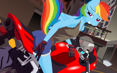 anthro anthrofied blue_body blue_feathers blue_fur bottomwear bridge building city clothing detailed_background driving feathered_wings feathers female fur game_background hair looking_at_viewer looking_back motorcycle multicolored_hair multicolored_tail night rainbow_hair rainbow_tail shorts solo straddling street tail vehicle wings dnantti friendship_is_magic hasbro my_little_pony mythology team_fortress_2 valve valve_corporation rainbow_dash_(mlp) equid equine mammal mythological_creature mythological_equine pegasus 16:10 2013 crossover hi_res widescreen