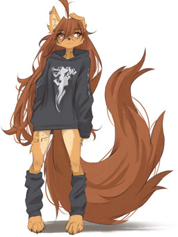 4_toes anthro barefoot biped brown_eyes brown_hair brown_tail claws clothed clothed_anthro clothed_female clothing countershade_torso countershading ear_piercing feet female front_view fur gauged_ear hair hoodie inner_ear_fluff leg_tattoo legwear long_hair long_tail neck_tattoo one_ear_up paws piercing simple_background smile solo standing tail tan_body tan_fur tattoo thigh_tattoo toe_claws toes topwear tuft white_background tinygaypirate apogee_(tinygaypirate) canid canine canis domestic_dog mammal 2025 3:4 digital_drawing_(artwork) digital_media_(artwork) hi_res