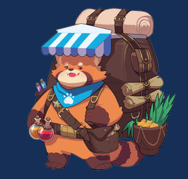 anthro backpack biped brown_body cute_fangs fangs humanoid_hands kemono orange_body overweight simple_background solo teeth text white_background yed ailurid mammal red_panda 2021 absurd_res english_text hi_res