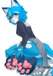 anthro blue_body solo student lalamedli icecat77_(character) domestic_cat felid feline felis mammal absurd_res hi_res