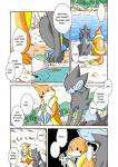 blue_eyes comic duo_focus eating english_text felid female feral fish floatzel food forest fruit generation_4_pokemon group kemono luxray male mammal marine mikaduki_karasu mustelid nintendo outside plant pokemon pokemon_(species) redoxx river rozelyn_the_floatzel_(mischievous-skunk) text third-party_edit translated tree water yellow_eyes