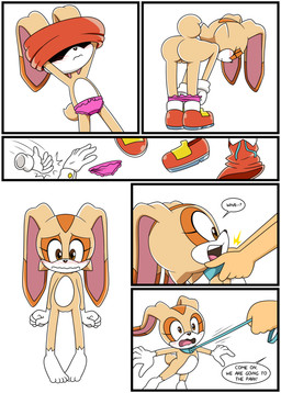 anthro babysitter big_butt butt dialogue embarrassed female genitals leash leash_pull loli male male/female narrow_hips public public_nudity questionable_consent scared solo thigh_gap thin_calves thin_legs thin_thighs vulva young young_anthro young_focus xierra099 sega sonic_the_hedgehog_(series) cream_the_rabbit lagomorph leporid mammal rabbit absurd_res comic hi_res