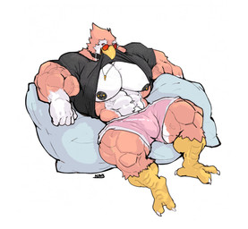 2_toes 5_fingers abs anthro areola avian_feet avian_legs barbell_piercing beak bean_bag biceps big_muscles big_pecs biped black_areola black_collar black_nipples bottomwear bulge calf_muscles claws clothed clothed_anthro clothed_male clothing clothing_lift collar countershade_face countershade_feathers countershade_legs countershade_torso countershading eyewear feathers feet fingers fist forearm_muscles glasses gloves_(marking) huge_muscles huge_pecs humanoid_hands jewelry lifting_own_shirt looking_at_viewer male male_anthro markings monotone_background multicolored_body multicolored_feathers muscular muscular_anthro muscular_legs muscular_male muscular_thighs navel necklace nipple_barbell nipple_piercing nipples non-mammal_navel non-mammal_nipples pecs piercing pince-nez pink_body pink_bottomwear pink_clothing pink_feathers pink_shorts presenting presenting_chest presenting_pecs quads reclining red_eyes red_eyewear red_sunglasses scuted_feet scuted_legs scutes shirt shirt_in_mouth shirt_lift shorts simple_background smile smiling_at_viewer solo sunglasses three-quarter_view toe_claws toes topwear two_tone_body two_tone_feathers vein veiny_muscles wearing_sunglasses white_background white_body white_claws white_countershading white_feathers white_hands white_toe_claws yellow_beak yellow_feet yellow_legs neonavis navi_(navisdx) avian bird digital_drawing_(artwork) digital_media_(artwork) full-length_portrait portrait shaded signature