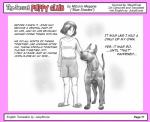 border canid canine canis collar comic domestic_dog duo english_text female great_dane greyscale human lol_comments mammal mastiff mizuiro_megane molosser monochrome pink_border simple_background sketch standing text translated white_background