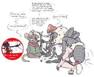 3_eyes ambiguous_gender antennae_(anatomy) anthro black_body black_fur bodily_fluids bodypaint boop brown_body brown_fur chain clothing colored_cum cum drugs exoskeleton face_paint female fungus fur genital_fluids genitals group hairless hooves lying male mane multi_eye multi_limb multicolored_eyes mushroom nose_boop paper_crown penetration penis rainbow_cum rainbow_eyes shirt_grab sitting substance_intoxication tail_injury tenting text topwear trio unusual_bodily_fluids unusual_cum unusual_genital_fluids vaginal vaginal_penetration vest white_body white_eyes white_fur white_wool wool_(fur) welcometaco cult_of_the_lamb massive_monster_(studio) lamb_(cult_of_the_lamb) narinder ratau_(cult_of_the_lamb) sozo_(cult_of_the_lamb) ant arthropod bovid caprine domestic_cat domestic_sheep felid feline felis hairless_cat hymenopteran insect jacob_sheep mammal murid murine rat rodent sheep sphynx_(cat) english_text sketch