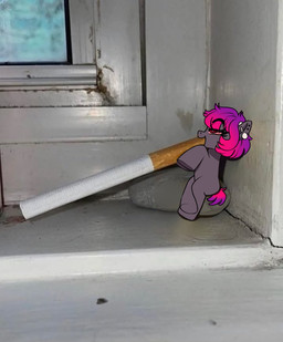 black_body black_ears black_eyebrows black_fur cigarette cigarette_in_mouth ear_piercing eyebrow_through_hair eyebrows eyelashes female female_feral feral fur hair half-closed_eyes industrial_piercing micro multicolored_hair narrowed_eyes object_in_mouth photo_background piercing pink_hair pink_sclera pink_tail pupils purple_hair purple_tail quadruped red_eyes sitting smoking smoking_cigarette snout solo tail toony translucent translucent_hair two_tone_hair two_tone_tail white_pupils window dibujito hasbro my_little_pony dib_(dibujito) fan_character earth_pony equid equine horse mammal pony 2025 digital_media_(artwork) hi_res photo_manipulation photography_(artwork)