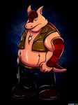 4_fingers anthro belly biped bottomwear brown_body clothing fingers male overweight overweight_male pants simple_background solo anilover16 brok_the_investigator cowcat_games matt_(brok_the_investigator) armadillo mammal xenarthran 2024 3:4 absurd_res hi_res