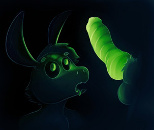 anthro bodily_fluids drooling duo genitals glowing glowing_genitalia glowing_penis looking_at_genitalia looking_at_penis male male/male penis saliva bombini arthropod beetle elateroid firefly insect lepidopteran moth