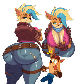 alternative_fashion anthro bedroom_eyes belt big_breasts big_butt blush bottomwear breasts butt clothed clothing denim denim_bottomwear denim_clothing duo ear_piercing female huge_breasts huge_butt jeans male narrowed_eyes pants piercing punk seductive simple_background tongue tongue_out torn_bottomwear torn_clothing undercut white_background sssonic2 activision crash_bandicoot_(series) crash_bandicoot pirate_tawna bandicoot mammal marsupial 2020 absurd_res digital_media_(artwork) hi_res