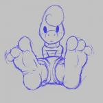 ambiguous_gender barefoot blush clothed clothing dork feet foot_focus presenting shy solo suggestive toes wiggle zadirtybish bitbi_(sweetleaf) unknown_species 1:1 hi_res sketch