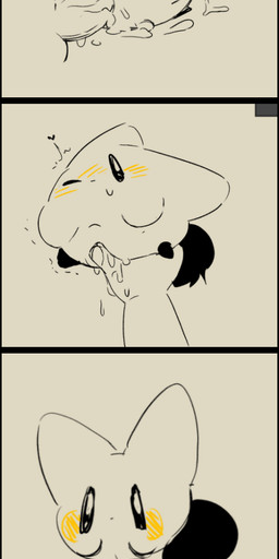 blush bodily_fluids chibi cum cum_in_mouth cum_inside disembodied_hand fellatio female feral feral_penetrated fingering fingering_partner genital_fluids genitals grey_background humanoid_genitalia humanoid_hands humanoid_penis kemono larger_male male male/female offscreen_character oral oral_penetration penetration penile penis sex simple_background size_difference smaller_female smaller_feral smaller_penetrated solo swallowing tail teardrop tears vaginal vaginal_fingering vaginal_fluids vulva seuppi kumikuyo_(seuppi) canid canine fox human mammal waddling_head black_and_grey comic hi_res monochrome spot_color