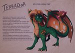 all_fours claws clubbed_tail description feral green_body green_eyes green_scales horn male scales scar solo tail text weapon_tail wings plaguedogs123 activision mythology spyro_the_dragon terrador dragon mythological_creature mythological_scalie scalie 2025 digital_media_(artwork) english_text hi_res