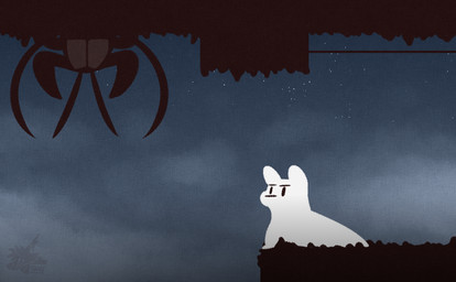 ambiguous_gender antennae_(anatomy) black_eyes black_nose chibi cloud detailed_background duo feral fur looking_at_another monotone_body monotone_fur monotone_tail night on_ceiling outside side_view silhouette sitting sky star starry_sky tail white_body white_ears white_fur white_tail tamymew rain_world videocult survivor_(rain_world) arthropod mammal slugcat 2021 colored digital_media_(artwork) signature