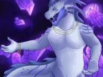 anthro cave claws crystal crystal_cave horn male open_mouth simple_background smile solo tail lady-t_(artist) mythology nyvix_frieren_(character) dragon mythological_creature mythological_scalie reptile scalie 4:3 digital_media_(artwork) hi_res