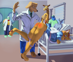 anthro bed being_watched bent_over blush butt butt_slap clothed clothing corporal_punishment discipline doctor duo female furniture group headgear headwear hospital hospital_bed hospital_room humiliation looking_at_another male nurse nurse_clothing nurse_headwear nurse_uniform panties panties_down partially_clothed patient public public_humiliation punishment raised_tail reddened_butt slap spank_marks spank_marks_on_ass spanked_butt spanking tail tail_grab underwear underwear_down uniform deadlyassassin bird_dog canid canine canis common_hippopotamus domestic_cat domestic_dog felid feline felis giraffe giraffid hippopotamid hunting_dog labrador mammal reptile retriever scalie turtle wolf story story_in_description