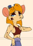 2021 2d_animation animated animated_png anthro areola arm_tuft biped blinking blonde_hair blue_eyes breasts cheek_tuft chip_'n_dale_rescue_rangers cigarette cigarette_in_mouth clothed clothing clothing_pull crop_top dirty disney elbow_tuft eyewear eyewear_on_head facial_tuft female foxxj frame_by_frame fur gadget_hackwrench goggles goggles_on_head hair half-closed_eyes hi_res looking_at_viewer loop mammal meme midriff mouse mouth_hold murid murine narrowed_eyes nipple_slip nipples object_in_mouth rodent shirt shirt_pull short_playtime side_boob simple_background smoke smoking solo tan_body tan_fur tank_top topwear topwear_pull tuft white_background