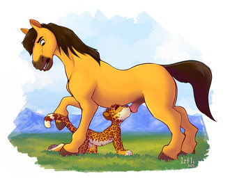 all_fours anthro bestiality duo erection feral foreskin genitals humanoid_genitalia humanoid_penis kissing looking_at_another male male/male nude outside penis penis_kissing shota young iztli dreamworks spirit:_stallion_of_the_cimarron spirit_(cimarron) cheetah equid equine felid feline horse mammal 2025 hi_res signature