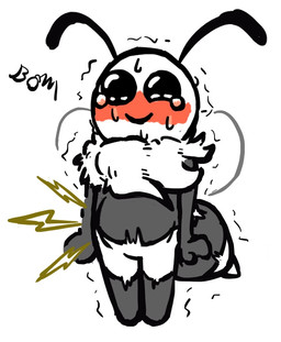 antennae_(anatomy) anthro black_stripes bladder_bulge blush bodily_fluids chest_tuft female female_anthro full_bladder fur insect_wings markings mitten_hands omorashi pee_desperation shaking simple_background stinger striped_body striped_markings stripes sweat tears trembling tuft white_background white_stripes wings bombality bug_fables moonsprout_games vi_(bug_fables) animal_humanoid arthropod arthropod_humanoid bee humanoid hymenopteran insect 2022 greyscale monochrome