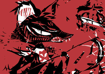 ambiguous_gender anthro holding_melee_weapon holding_object holding_polearm holding_scythe holding_weapon melee_weapon polearm red_background scythe sharp_teeth simple_background solo teeth weapon naircat domestic_cat felid feline felis mammal 2017 black_and_white_and_red digital_drawing_(artwork) digital_media_(artwork) half-length_portrait microsoft_paint_(artwork) portrait red_theme restricted_palette