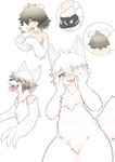 anthro black_bottomwear black_clothing black_shorts bottomwear brown_hair claws clothing forced forced_transformation fur growth hair kemono male personality_change shorts smile snout snout_growth solo torn_clothing transformation transformation_sequence white_body white_fur yellow_eyes inu0229 canid canine canis human mammal wolf