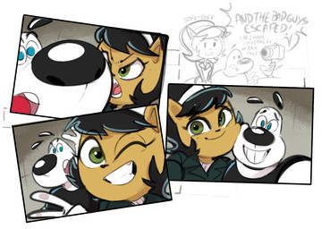 anthro blue_eyes camera duo female fur green_eyes male taking_picture tan_body tan_fur white_body white_fur dbaru nickelodeon t.u.f.f._puppy dudley_puppy kitty_katswell canid canine canis domestic_cat domestic_dog felid feline felis mammal 2021