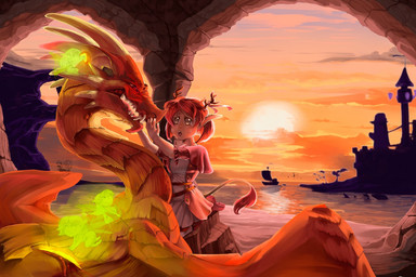 clothed clothing day detailed_background female feral group hair male membrane_(anatomy) membranous_wings open_mouth outside red_body red_eyes red_hair red_scales scales ship sky sun tail teeth tongue vehicle water watercraft wings ulitochka mythology dragon humanoid mythological_creature mythological_scalie scalie digital_media_(artwork) digital_painting_(artwork) painting_(artwork)