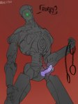 1_eye chain dialogue erection genitals glowing glowing_eyes green_eyes holding_leash holding_object leash machine male metallic_body not_furry penis purple_penis solo standing text bigolefuck 2k_games borderlands fl4k_(borderlands) humanoid robot robot_humanoid 2019 hi_res portrait three-quarter_portrait