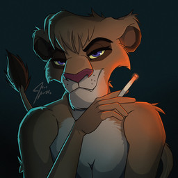 anthro cigarette female looking_at_viewer nude solo jace_apollo disney the_lion_king vitani_(the_lion_king) felid lion mammal pantherine 1:1