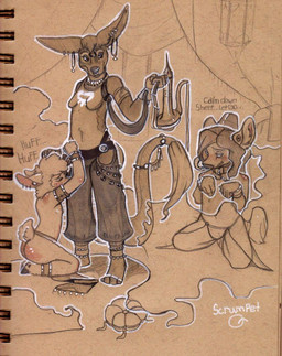 anthro bdsm bondage bound breasts brown_paper collar dominant dominant_female drugs female group harem harem_outfit hooves hypnosis male mind_control petplay roleplay smoke submissive submissive_male tail tail_tuft text tuft scrumpet caas bovid caprine deer domestic_sheep mammal sheep english_text monochrome traditional_media_(artwork)