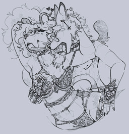 anthro bite bite_mark breast_grab breasts clothing collar duo ear_piercing ear_ring eyewear fangs female from_behind_position fur glasses hair hand_on_breast hand_on_head hand_on_hip hand_tattoo heart_symbol lace lingerie male male/female neck_bite nude open_mouth piercing ring_piercing sabertooth_(anatomy) sex tail tattoo teeth snowfoxy66 dark_(snowfoxy66) snow_(snowfoxy66) arctic_fox canid canine fox mammal sabertooth_feline true_fox digital_media_(artwork) hi_res sketch
