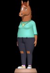 3d_modeling 3d_print anthro arms_down clothed clothing earpiece female feral jewelry looking_straight mane necklace simple_background smile solo standing sillytoys bojack_horseman netflix hollyhock_(bojack_horseman) equid equine mammal 3d_(artwork) digital_media_(artwork) hi_res