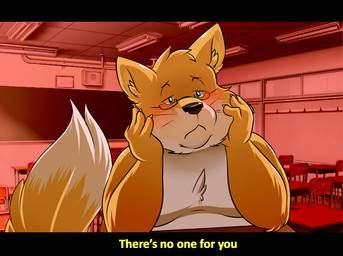 5_fingers anthro belly big_belly black_bars black_nose blush brown_body brown_fur chair chalkboard chest_tuft classroom claws desk dialogue dipstick_tail eyebrows eyewear fingers fluffy fluffy_tail frown fur furniture glasses green_eyes half-closed_eyes hand_on_face information_board inner_ear_fluff inside long_tail male markings moobs multicolored_body multicolored_fur narrowed_eyes nude obese obese_anthro obese_male orange_body orange_fur orange_tail overweight overweight_anthro overweight_male sad school solo table tail tail_markings text tuft two_tone_body two_tone_fur two_tone_tail whiskers white_body white_fur white_tail white_tail_tip darknessminotaur canid canine fox mammal 2015 digital_media_(artwork) english_text letterbox
