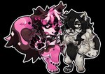 alternative_fashion ambiguous_gender anthro big_claws big_tail chibi claws duo eye_patch eyewear fluffy goth intersex intersex/male longhair male prosthetic prosthetic_limb stubble tail greaserdemon bear canid canine felid feline mammal nonbinary_(lore)