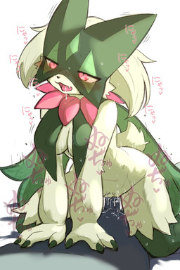 anthro anthro_penetrated blush bodily_fluids breast_curtains breasts cowgirl_position drooling duo erection female female_on_top first_person_view from_front_position fur genital_fluids genitals green_body green_fur heart_eyes heart_symbol human_on_anthro human_penetrating human_penetrating_anthro humanoid_genitalia humanoid_penis interspecies kemono male male/female male_on_bottom male_penetrating on_bottom on_top open_mouth penetration penis pokephilia saliva sex simple_background tail text tongue tongue_out vaginal_fluids vulva gayoku_midara game_freak nintendo pokemon felid feline generation_9_pokemon human mammal meowscarada pokemon_(species) 2024 2:3 digital_media_(artwork) hi_res japanese_text shaded translation_request
