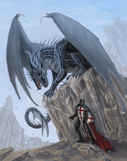 ambiguous_gender armor clothed clothing day detailed_background duo feral grey_body grey_scales holding_melee_weapon holding_object holding_sword holding_weapon horn knight melee_weapon membrane_(anatomy) membranous_wings outside scales shield sky spines sword tail warrior weapon wings x-celebril-x european_mythology mythology dragon human mammal mythological_creature mythological_scalie scalie western_dragon 2016 absurd_res digital_media_(artwork) hi_res