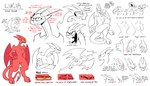 anthro female hooves horn how-to profanity red_body red_skin solo text wings yellow_sclera hannah_daigle satina_(series) lucia_(satina) demon 2021 absurd_res english_text hi_res model_sheet official_art sketch