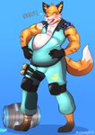 anthro belly belt big_belly blush burping chug_jug chug_jug_expansion clothed clothing fur male open_clothing open_mouth orange_body orange_fur overweight solo spikes white_body white_fur yellow_eyes v1sage epic_games fortnite fennix_(fortnite) canid canine fox mammal red_fox true_fox hi_res