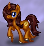 blue_eyes brown_body brown_fur brown_hair cutie_mark fur hair horn looking_at_viewer male omminari orange_body orange_fur quadruped simple_background solo tail arrkhal hasbro my_little_pony mythology equid equine mammal mythological_creature mythological_equine unicorn 2012